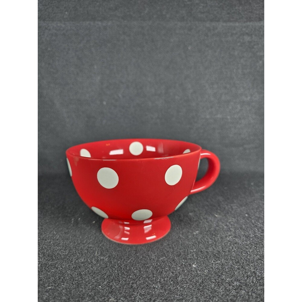 Pier 1 Imports Oversized Red White Confetti Mug Polka Dot Ironstone Coffee Cup